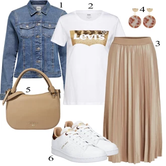 Outfit s Tmavě modrá/Modrá/Světle modrá Džínové Bund/Krátké Džínové Bundičky Only "Jarní Outfit"