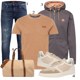 outfit mit Rjava Polo majica Superdry "Vsakdanja oblačila"