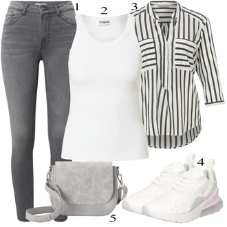 Outfity na festival s Bílá Móda Pro Plnoštíhlou Tričko & Top Móda Pro Plnoštíhlé/Pánské boty ABOUT YOU Limited "Jarní Outfit"