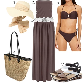 Dlouhé Outfit s Šedá/Hnědá/Béžová/Fialová Šaty v Délce do Lýtka/Žerzejové Šaty/Maxi Šaty/Šaty s Kapsou/Mullet šaty/Dlouhé Letní Šaty/Dlouhé Šaty/Dlouhé pletené šaty Lascana "Jarní Outfit"