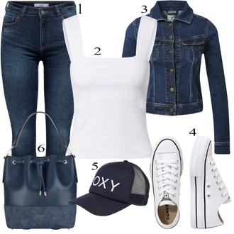 outfit mit Bela/Krem Platnena superga/Superge Nizka/Superge Luknjasta Converse "Oblačila za pomlad"