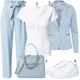 Bílé 2-v-1 Tričko se Zapínáním na Knoflíky Outfity image