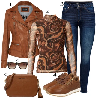 Outfit sa Narandžasta/Smeđa/Crvena Majica I Top Veći Broj/Pletivo Veći Broj/Tunika/Bluza Veći Broj warehouse "Zimski outfit"