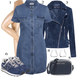 Zakopčaj dolje Denim/Traper Outfit sa Tamnoplava/Svjetloplava/Plava/Pastelne boje Traper Haljina Noisy may "Zimski Outfit"
