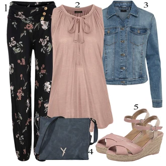 Outfit s Černá/Růžová/Hnědá Teplák/Legíny s Podšívkou/Domácí Kalhoty/Pyžamová Kalhoty/Kalhoty s Potiskem/Legíny na Jógu Lascana "Jarní Outfit"