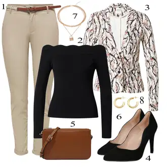 Outfit sa Bež Remen/Hlače Visokog Struka/Chino Hlače/Veći Broj Only "Zimski outfit"