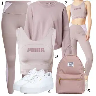 Outfit sa Ljubičasta/Pink Sportska majica/Kožna jakna/Majica od flisa/Dukserica s kapuljačom Puma "Zimski outfit"