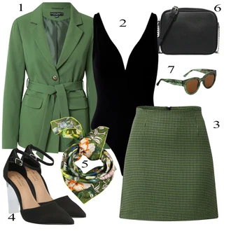 Outfit sa Zeleno/Tamnozelena Suknja Edited "Zimski outfit"