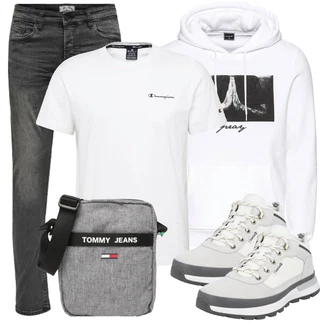 Outfit mit Schwarz/Weiß/Grün Sweatmode/Unisex Hoodie/Vintage Hoodie/Ausgefallener Hoodie/Damen Pullover/Hoodie/Partner Hoodie Mister Tee "Street Style Outfit"