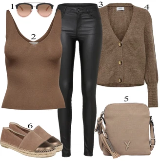 Kůže Outfit s Hnědá/Béžová Espadrille pantofle/Espadrille sandál Espadrij L´originale "Jarní Outfit"