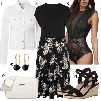 Elegantan Outfit sa Crna/Bijela/Pink Haljina Veći Broj Lascana "Zimski Outfit"Look: Rap, Jazz, Poslovni, Prekrasan, Preodjeven, Romantičan, Mom, Elegantan