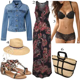 Outfit s Červená/Béžová/Černá/Vícebarevný Vintage sandál/Pohodlný Sandál/Římská sandála/Páskový Sandál/Letní Bota/Sandál S T Páskem/Gladiátorská sandála Lascana "Jarní Outfit"