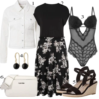 Elegantní Outfit s Černá/Růžová/Bílá Žerzejové Šaty/Společenské šaty pro hosta/Šaty Do Áčka/Šaty S Potiskem/Šaty Fit & Flare/Šaty Niki/Midi Šaty/2-v-1 šaty/Šaty Bez Rukávů/Šaty v Délce do Lýtka Lascana "Jarní Outfit"Look: Business, Elegantní, Jazz, Mom, Krásný, Příliš oblečený, Romantický, Extravagantní