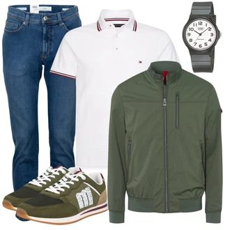 Outfit mit Weiß Poloshirt/Schlaghose Tommy Hilfiger "Super für die Freizeit"