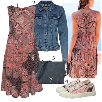 Punije Outfit sa Smeđa/Ljubičasta/Šareno Haljina Veći Broj/Haljina/Tunika Lascana "Zimski outfit"