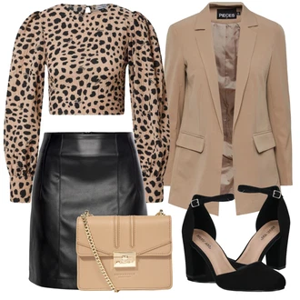 Outfit sa Crna Kožna Suknja/Kožna Mini Suknja/Suknja od umjetne kože Lascana "Zimski outfit"