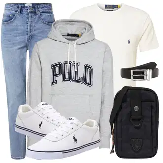 Outfit mit HellBlau/Blau Mom Jean/High Waist Jeans/Girlfriend Jeans/Dad Jeans/Tapered-Jeans/Boyfriend Jean/Cropped Jeans/Vintage Jeans/Jeans mit Schlitz/Winterjacke DAN FOX APPAREL "Alltags Outfit"