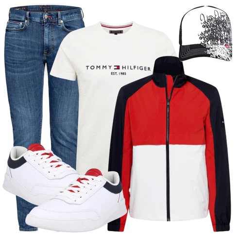 Creme/Weiß/Grün/Khaki Bluse Große Größe/Shirt & Top Große Größe/Funktions T-Shirt/T-Shirt Training/Ausgefallenes T-shirt/Kurzarm T-Shirt/Shirt/Print Shirt/Umstands T-Shirt/Casual T-Shirt/T-Shirt Mit Print Tommy Hilfiger kombinieren