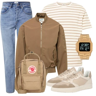 Outfit mit HellBlau/Blau Mom Jean/High Waist Jeans/Girlfriend Jeans/Dad Jeans/Tapered-Jeans/Boyfriend Jean/Cropped Jeans/Vintage Jeans/Jeans mit Schlitz/Winterjacke DAN FOX APPAREL "Alltags Outfit"