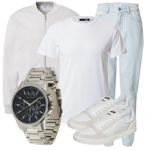 Grau/Silber/Dunkelgrau KettenUhr/ArmbandUhr/Smartwatch/Uhrwerkzeug/Uhren Geschenkset Armani Exchange kombinieren mit Hellblau/Blau Mom Jean/Tapered-Jeans/Dad Jeans/Boyfriend Jean/Girlfriend Jeans/Jeans mit Schlitz/High Waist Jeans/Cropped Jeans/Vintage Jeans/Herren Lederjacke DAN FOX APPAREL