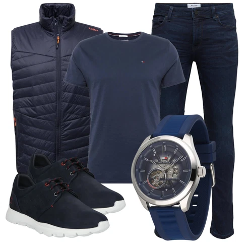 Dunkelblau/Hellblau Bluse Große Größe/Shirt & Top Große Größe/Funktions T-Shirt/Kurzarm T-Shirt/Ausgefallenes T-shirt/Sport-T-Shirt/Laufschuhe für Männer/Casual T-Shirt/Shirt Tommy Jeans kombinieren mit Blau Uhr Tommy Hilfiger