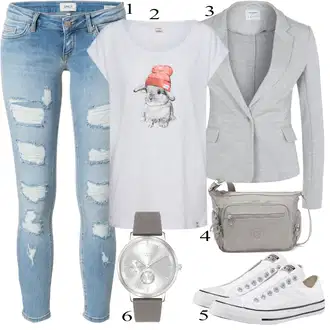 Outfit sa Siva Torba Za Preko Ramena/Privjesak Kipling "Ljetni outfiti"