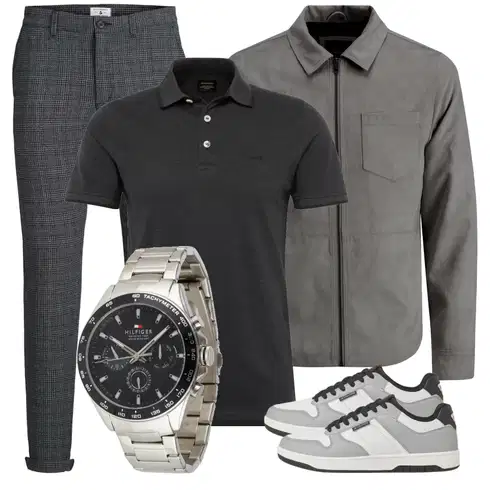 Schwarz/Dunkelgrau/Grau Poloshirt Jack & Jones kombinieren