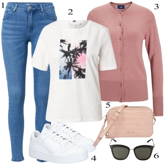 Duga/maxi Outfit sa Plava Traperice Slim Kroja/Trapez Traperice/Traperica Niskog Struka/Remen/Traper Jakna/Kožna Jakna/Traperica Niskog Struka/Traperice Ravne Nogavice About You "Zimski outfit"