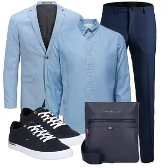 Business Outfits mit Dunkelblau/Blau/Hellblau Business Hose/Anzughose/Slim Hose/Chino Hose Jack & Jones "Büro Outfit"