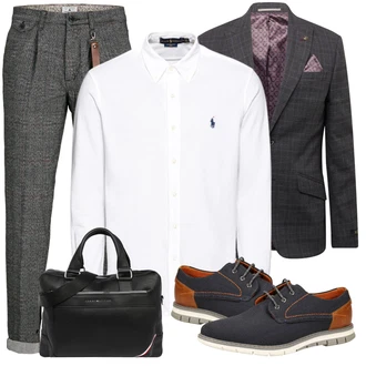 Outfit mit Weiß Business Hemd/Bügelfreies Hemd/Businesshemd/Hemdbluse/Casual Hemd/Musselin Hemd Polo Ralph Lauren "Buro Outfit"