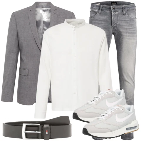 Grau/HellGrau/DunkelGrau Biker Jeans/Slim Fit Jeans/Lederjacke/Low Rise Jean/Leder Schuhe/Herren Lederjacke/Jeans mit Schlitz/Low Waist Jean/Winterjacke Jack & Jones kombinieren