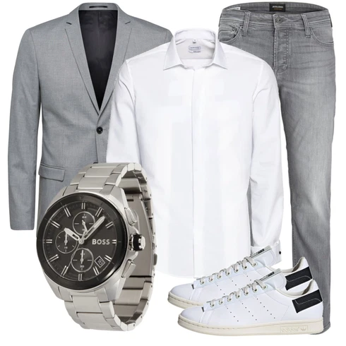 Herbst Grau/Hellgrau Anzug Blazerjacke/Boyfriend Blazer/Lässiger Blazer/Lederjacke/Baumwoll ­Blazer/Eleganter Blazer/Strick­Blazer/SweatBlazer/Lederjacke für Männer/Lederjacke SELECTED HOMME kombinieren