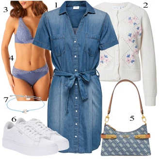 Denim/Traper Outfit sa Plava/Svjetloplava/Pastelne boje Haljina Veći Broj/Bluza Veći Broj/Bluza i Tunika Tunika JdY "Ljetni outfiti"