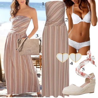 Outfit s Bílá/Krémová/Růžová/Hnědá Sada kalhotek podprsenky/Pánské boty ve velikosti 11/Krajková podprsenka/Krajkový set spodního prádla/Průsvitná podprsenka a podprsenka s kosticí/Sada Kalhotek s Drátěnou Podprsenkou/Podprsenka s kosticemi Lascana "Ležérní Outfits"