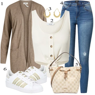 Superstar Outfit sa Bijela Niska Tenisica Adidas Originals "Ljetni outfiti"