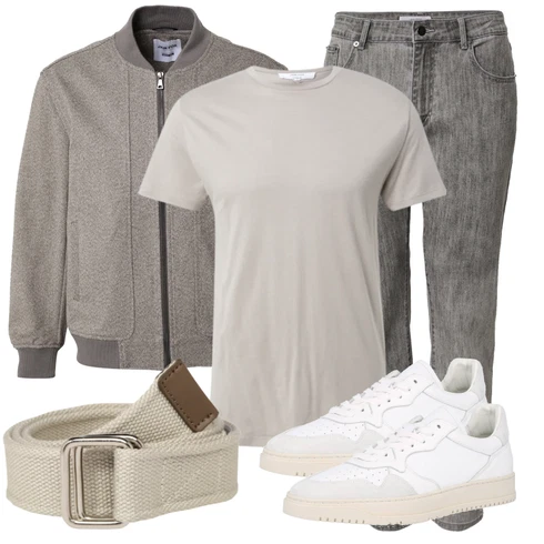 Grau/Dunkelgrau/Hellgrau Herren Lederjacke/Tapered-Jeans/Thermojeans/Formelles Hemd/Winterjacke/Bundfaltenjeans/Boyfriend Jean/Mom Jean/Sportschuhe/Girlfriend Jeans/Vintage Jeans DAN FOX APPAREL kombinieren mit Weiß Sneaker DAN FOX APPAREL