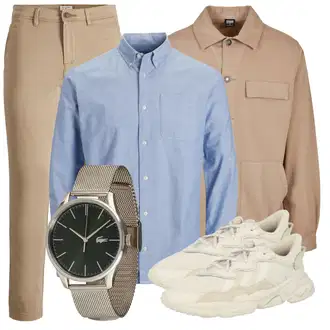 Outfit mit HellBlau/Blau/DunkelBlau Business Hemd/Jeanshemd/Casual Hemd/Businesshemd/Hemdbluse/Bügelfreies Hemd/Musselin Hemd Jack & Jones "Cooler Look für den Frühling"