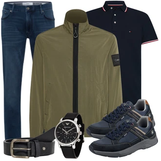 Outfit mit Blau Poloshirt/Schlaghose Tommy Hilfiger "Cooles Outfit"