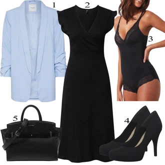 Outfit s Černá Zavinovací Šaty/Občanské šaty/Šaty v Délce do Lýtka/Dlouhé pletené šaty/Žerzejové Šaty Only "Obchodní Outfit"