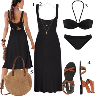 Outfit s Černá Spodní díl bikin/Bikinový kraťas/Bikiny hotpant/Bikiny - Spodní Díl/Tankiny bandeau/Formující tankini/Tvarující plavky/Plavecký šortky/Bikiny kalhotky/Dlouhé plavky Lascana "Jarní Outfit"