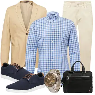 Outdoor Outfit mit Khaki/Beige Twill Hose/Slim Hose/Hose mit Schlitz/Gerade Hose/Boyfriend Hose/Baumwollhose/Skinny Hose/Slim Fit Jeans/Dad Jeans/Tapered-Jeans/Mom Jean/Regular-Fit Jeans/Leder Schuhe/Cropped Jeans/Lederjacke/Damen 7/8-Länge Jeans/Jeans mit Schlitz/Girlfriend Jeans/Straight Leg Jean/Push up Jeans DAN FOX APPAREL "Freizeit Outfit"Look: Uni, Outdoor, Coole, Unisex, Smart Casual, Classic, Premium