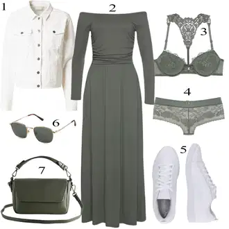 Punije Outfit sa Svjetlozelena/Zeleno/Tamnozelena Haljina/Haljina Veći Broj/Tunika Lascana "Ljetni outfiti"