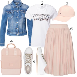 Outfit sa Pink/Bež/Plava Šešir Tommy Hilfiger "Ljetni outfiti"