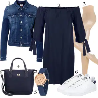 Western outfit mit Temno modra/Svetlo modra/Modra Denim Jakna/Kratka Denim Jakna/Vintage Jakna Tommy Jeans "Priložnostna oblačila"Look: Nor, Lak, 90. leta, Kul, Morski, Mom, Lepo, Univerzitetni, Western, Delovna oblačila, Retro