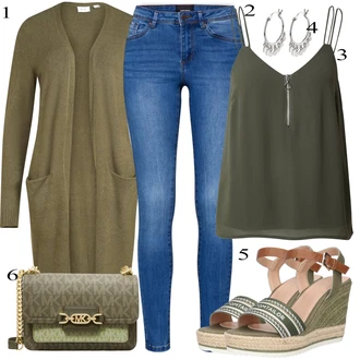 Outfit sa Tamnozelena/Zeleno Pletivo Veći Broj/Pletenina/Tunika/Haljina Veći Broj Vila "Ljetni outfiti"