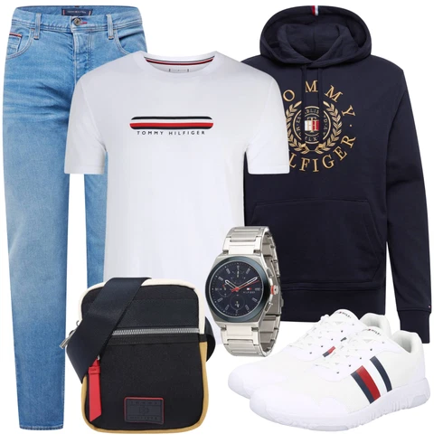Weiß/Creme T-Shirt & Top/Casual T-Shirt/Ausgefallenes T-shirt/Print Shirt/Kurzarm T-Shirt/Sport-T-Shirt/Ringelshirt/T-Shirt Mit Print Tommy Hilfiger Underwear kombinieren