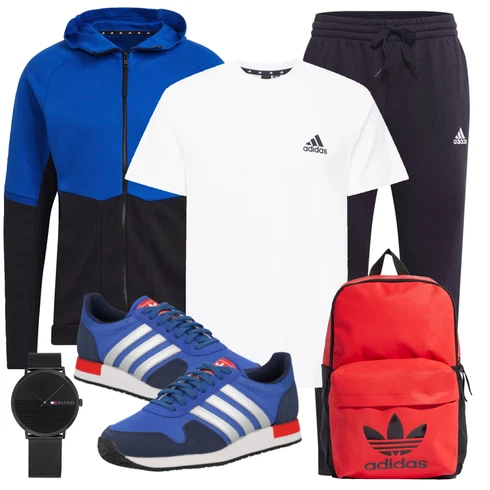 Weiß Casual T-Shirt Adidas Performance kombinieren mit Rot Rucksack Adidas Originals