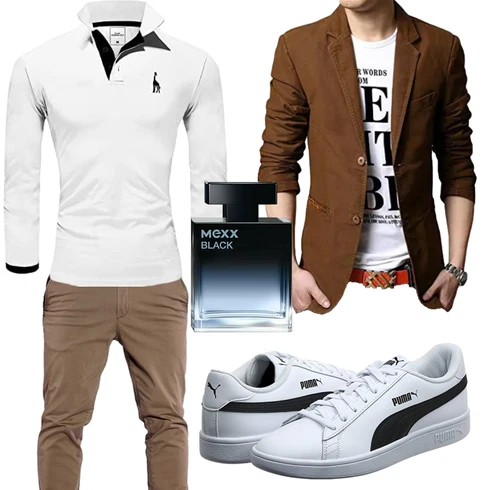Grau Schuh Sneaker/Schuh Puma kombinieren mit Braun Hose Jack & Jones