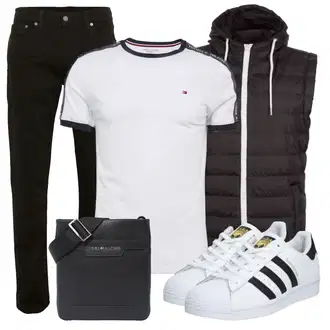 Superstar Outfit mit Weiß/Schwarz Leder Sneaker/Sneaker Low/Schmaler Sneaker/Sommer Sneaker/Vintage Sneaker Adidas Originals "Frühlings Outfit für Damen"
