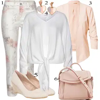 S šljokicama Outfit sa Krem/Bijela/Pink/Siva Hlača Velika Veličina/Tajice Velika Veličina Lascana "Zimski outfit"